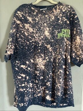 JNCO Black Tee with Peach Bleach Splatter and Red Logo